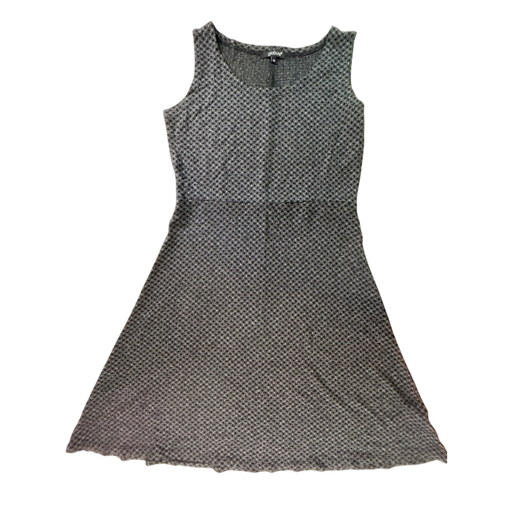 Globus‎ Womens Gray Black Geometric Diamond Knit Sleeveless Fit Flare Dress M